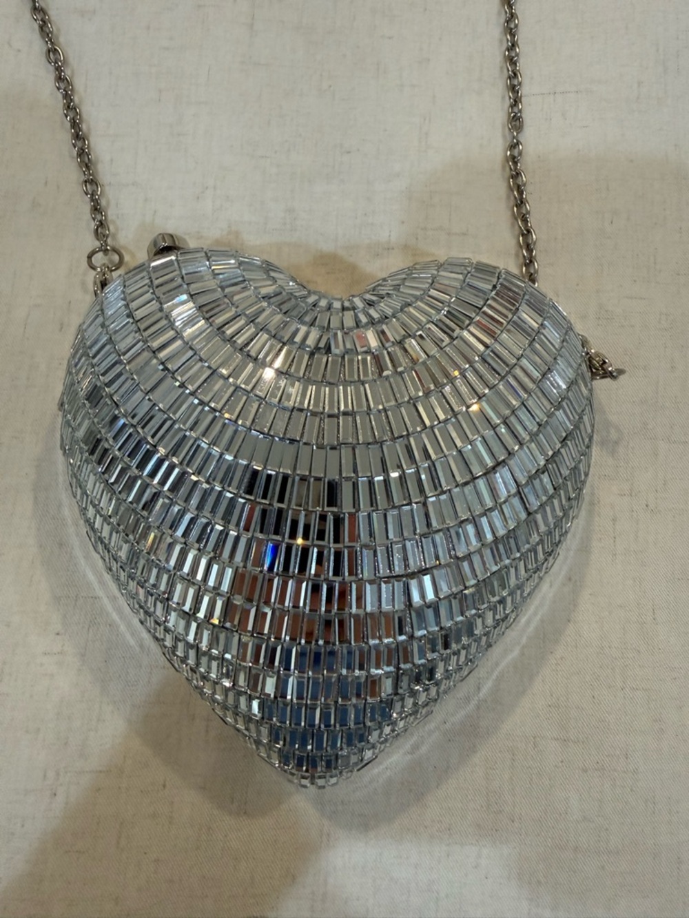 Betsey Johnson Silver Heart Disco Mirror Clutch - Picture 3 of 8